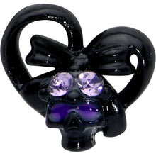 Load image into Gallery viewer, 16G 1/4 Purple Gem Black Heart Skull Bow Cartilage Tragus Earring

