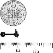 Load image into Gallery viewer, 16G 1/4 Purple Gem Black Heart Skull Bow Cartilage Tragus Earring
