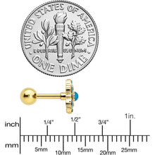Load image into Gallery viewer, 16G 1/4 Blue Gem Gold Tone Snowflake Cartilage Tragus Earring
