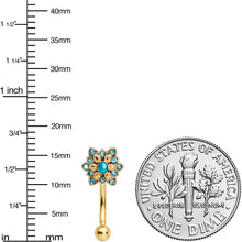 Load image into Gallery viewer, 16G 5/16 Blue Gem Gold Tone Snowflake Christmas Eyebrow Ring
