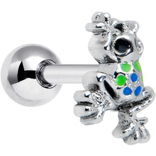 Load image into Gallery viewer, 16G 1/4 Black Gem Polka Dot Frog Cartilage Tragus Earring
