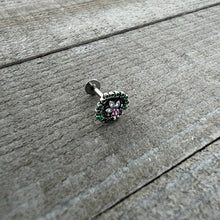 Load image into Gallery viewer, 16G 5/16 Stylized Pink Green Abstract Leaf Labret Monroe Tragus
