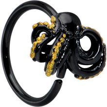 Load image into Gallery viewer, 20G 5/16 Black Understated Octopus Cartilage Closure Ring
