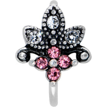 Load image into Gallery viewer, 20G 5/16 Clear Pink Gem Abstract Leaf Flower Nose Hoop
