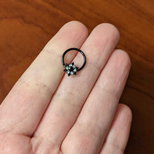 将图片加载到图库查看器，16G 3/8 Clear CZ Gem Black Abstract Sun Hinged Segment Ring
