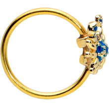 Load image into Gallery viewer, 20G 5/16 Black Gem Gold Tone Blue Crab Nautical Nose Hoop
