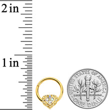 将图片加载到图库查看器，16G 3/8 Aurora Gem Gold Tone Baroque Heart Hinged Segment Ring
