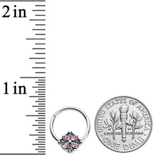 Load image into Gallery viewer, 16G 3/8 Pink Gem Floral Rhombus Baroque Hinged Segment Ring

