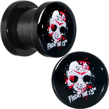 Load image into Gallery viewer, Licensed Friday the 13th Black Jason Mask Screw Fit Plug Set
