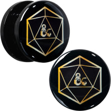 将图片加载到图库查看器，Licensed Dungeons &amp; Dragons D20 Dice Black Screw Fit Plug Set
