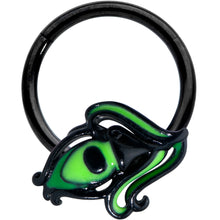 将图片加载到图库查看器，16G 3/8 Black Striking Peacock Feather Hinged Segment Ring
