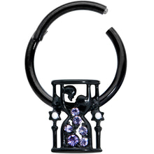 将图片加载到图库查看器，16G 3/8 Purple Gem Black Gothic Hourglass Hinged Segment Ring
