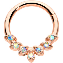将图片加载到图库查看器，16G 5/16 Aurora CZ Gem Rosy Tone Seven Leaf Hinged Segment Ring
