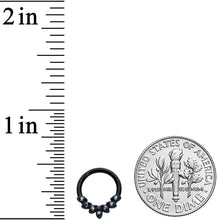 Load image into Gallery viewer, 16G 5/16 Vitrail CZ Gem Black Seven Leaf Hinged Segment Ring
