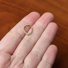 Load image into Gallery viewer, 16G 5/16 Clear CZ Gem Gold Tone Seven Leaf Hinged Segment Ring
