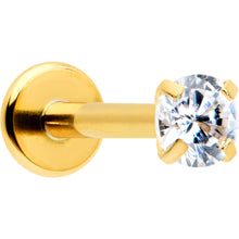 Load image into Gallery viewer, 16G 5/16 Clear Gem Gold Tone Round Internal Thread Labret Tragus
