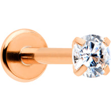 Load image into Gallery viewer, 16G 5/16 Clear Gem Rosy Tone Round Internal Thread Labret Tragus
