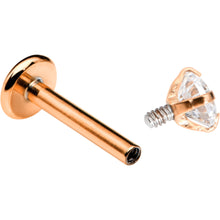 Load image into Gallery viewer, 16G 5/16 Clear Gem Rosy Tone Round Internal Thread Labret Tragus
