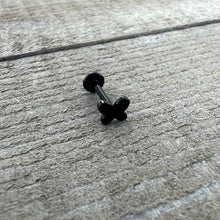 Load image into Gallery viewer, 16G 5/16 Black Simple Butterfly Internally Threaded Labret Tragus

