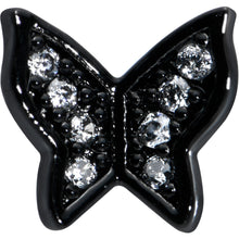 Load image into Gallery viewer, 16G 5/16 Clear Gem Black Butterfly Internal Thread Labret Tragus
