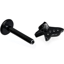 Load image into Gallery viewer, 16G 5/16 Clear Gem Black Butterfly Internal Thread Labret Tragus
