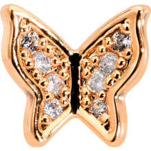Load image into Gallery viewer, 16G 5/16 Clear Gem Rosy Tone Butterfly Internally Threaded Labret
