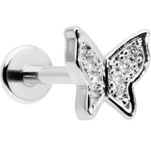 Load image into Gallery viewer, 16G 5/16 Clear Gem Butterfly Internally Threaded Labret Tragus

