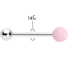 将图片加载到图库查看器，Pink Rose Quartz End Barbell Tongue Ring
