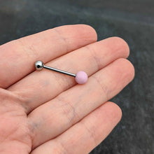 将图片加载到图库查看器，Pink Rose Quartz End Barbell Tongue Ring
