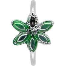 Load image into Gallery viewer, 20G 5/16 Green Gem Textured Pot Leaf Nose Hoop
