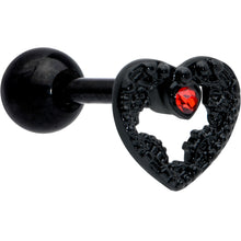 Load image into Gallery viewer, 16G 1/4 Red Gem Black Steampunk Skull Cartilage Tragus Earring
