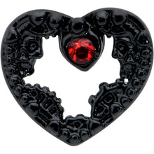 Load image into Gallery viewer, 16G 1/4 Red Gem Black Steampunk Skull Cartilage Tragus Earring
