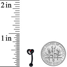 将图片加载到图库查看器，16G 5/16 Red Gem Black Steampunk Skeleton Curved Eyebrow Ring
