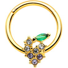 Load image into Gallery viewer, 16G 3/8 Clear CZ Gem Gold Tone Bunch Grapes Hinged Segment Ring
