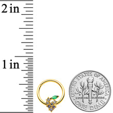 Load image into Gallery viewer, 16G 3/8 Clear CZ Gem Gold Tone Bunch Grapes Hinged Segment Ring
