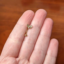 Load image into Gallery viewer, 16G 5/16 Clear Gem Gold Tone Beauty Bee Curved Eyebrow Ring
