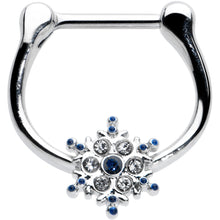 Load image into Gallery viewer, 16G 5/16 Blue Gem Festive Snowflake Christmas Cartilage Clicker
