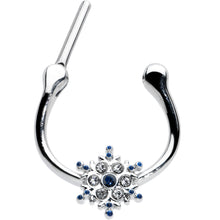 Load image into Gallery viewer, 16G 5/16 Blue Gem Festive Snowflake Christmas Cartilage Clicker

