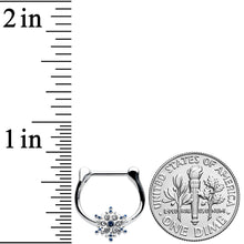 Load image into Gallery viewer, 16G 5/16 Blue Gem Festive Snowflake Christmas Cartilage Clicker
