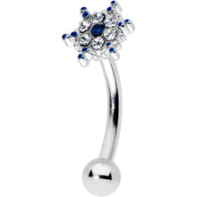 Load image into Gallery viewer, 16G 5/16 Blue Gem Festive Snowflake Christmas Curved Eyebrow Ring
