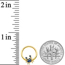 Load image into Gallery viewer, 16G 3/8 Gold Tone Blue Crab Nautical Hinged Segment Ring
