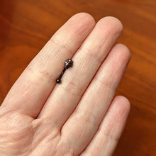 Load image into Gallery viewer, 16G 5/16 Red Clear Gem Black Skull Halloween Curved Eyebrow Ring
