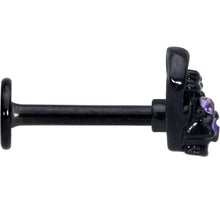 Load image into Gallery viewer, 16G 5/16 Purple Gem Black Skull Heart Bow Labret Monroe Tragus

