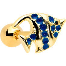 Load image into Gallery viewer, 16G 1/4 Gold Tone Blue Adorable Angelfish Cartilage Tragus

