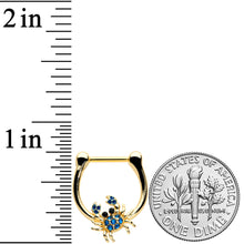 Load image into Gallery viewer, 16G 5/16 Blue Black Gem Gold Tone Blue Crab Cartilage Clicker
