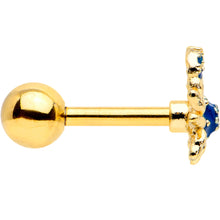 Load image into Gallery viewer, 16G 1/4 Gold Tone Blue Crab Nautical Cartilage Tragus Earring

