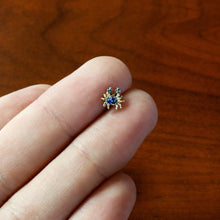 Load image into Gallery viewer, 16G 1/4 Gold Tone Blue Crab Nautical Cartilage Tragus Earring
