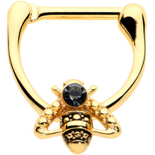 将图片加载到图库查看器，16G 5/16 Black Gem Gold Tone Angular Bee Cartilage Clicker

