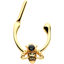 将图片加载到图库查看器，16G 5/16 Black Gem Gold Tone Angular Bee Cartilage Clicker
