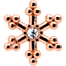 Load image into Gallery viewer, 16G 1/4 Clear Gem Rose Gold Tone Pretty Snowflake Cartilage Tragus
